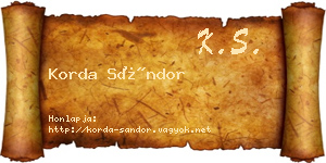 Korda Sándor névjegykártya