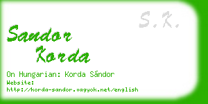 sandor korda business card